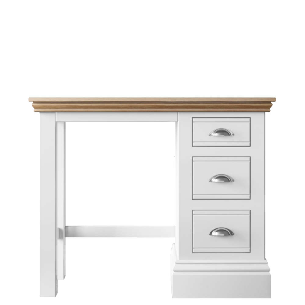 New England Bedroom Oak Top Single Pedestal Dressing Table