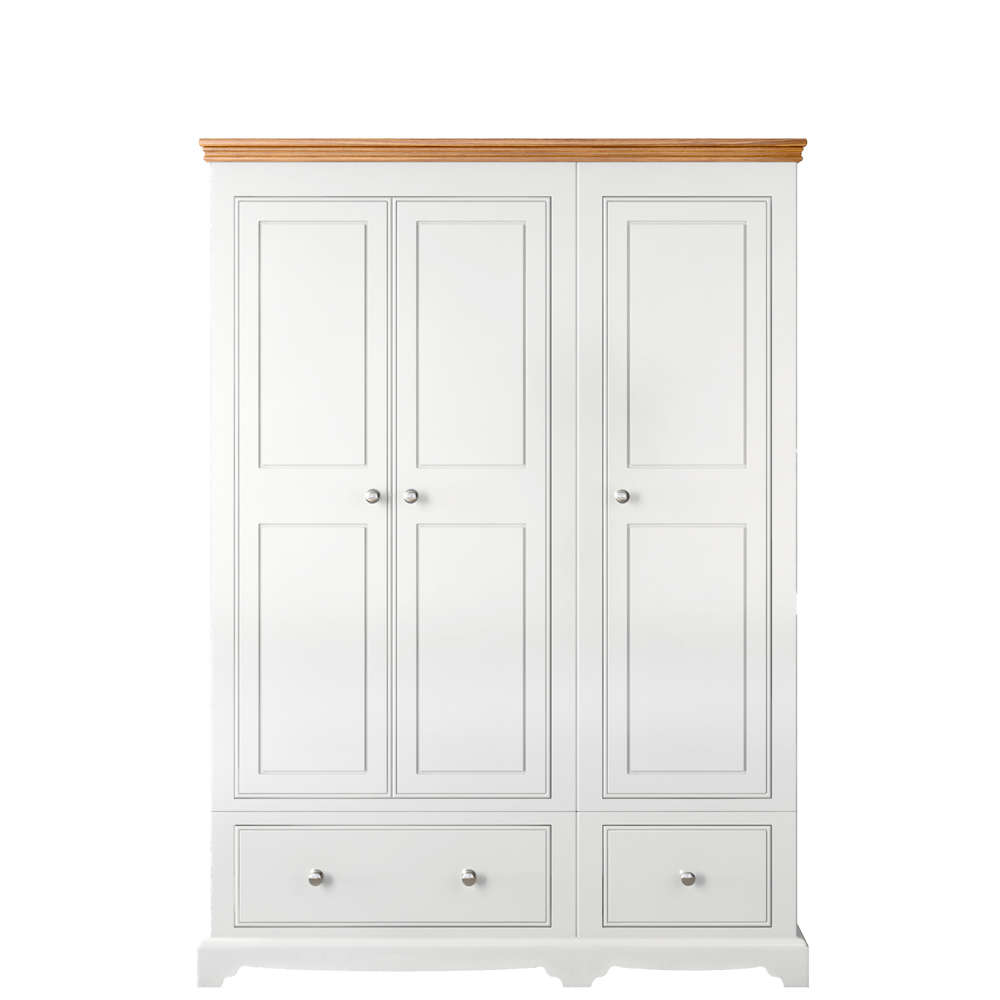 Inspiration Bedroom Oak Top Small Triple Wardrobe With 2 Drawers