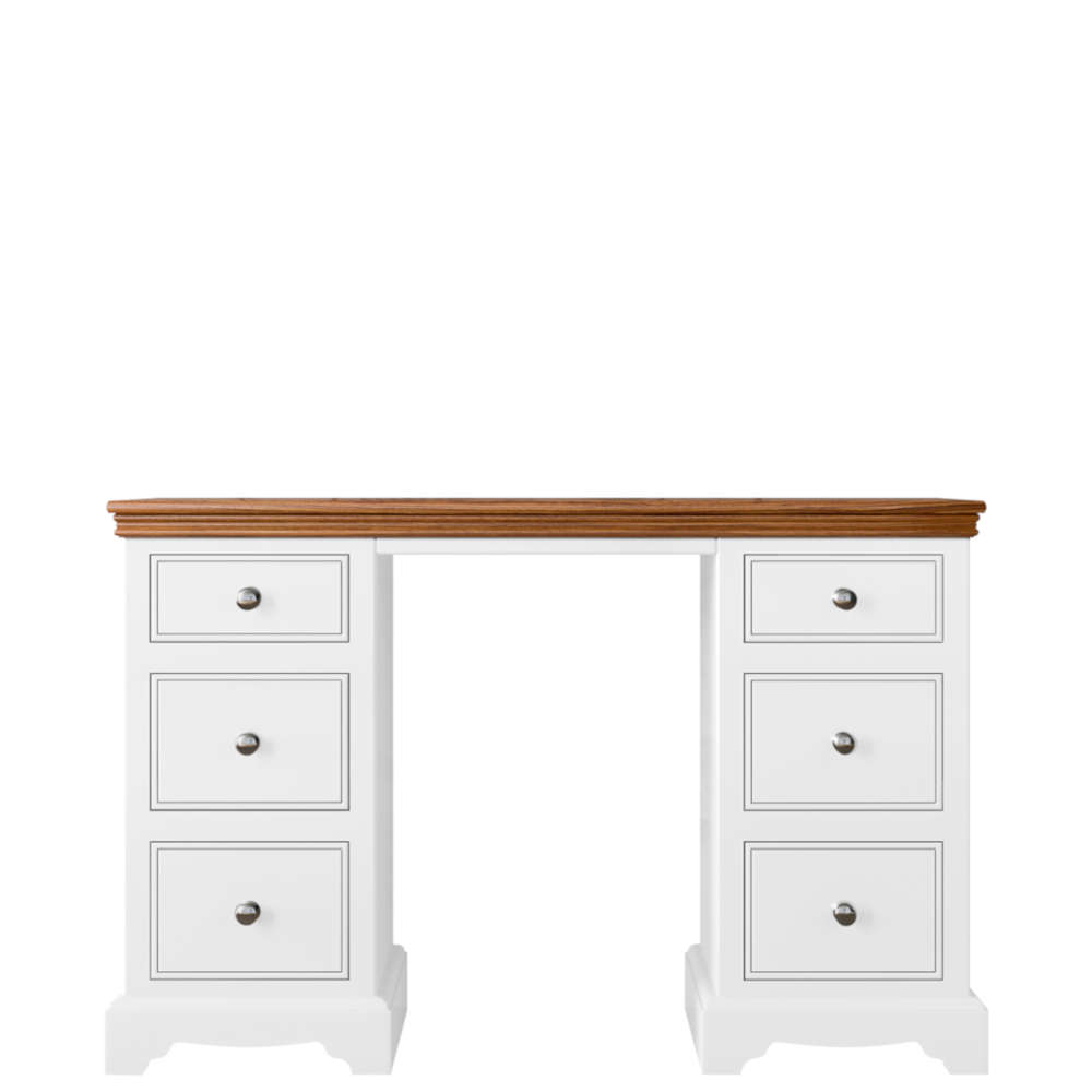 Inspiration Bedroom Oak Top Double Pedestal Dressing Table