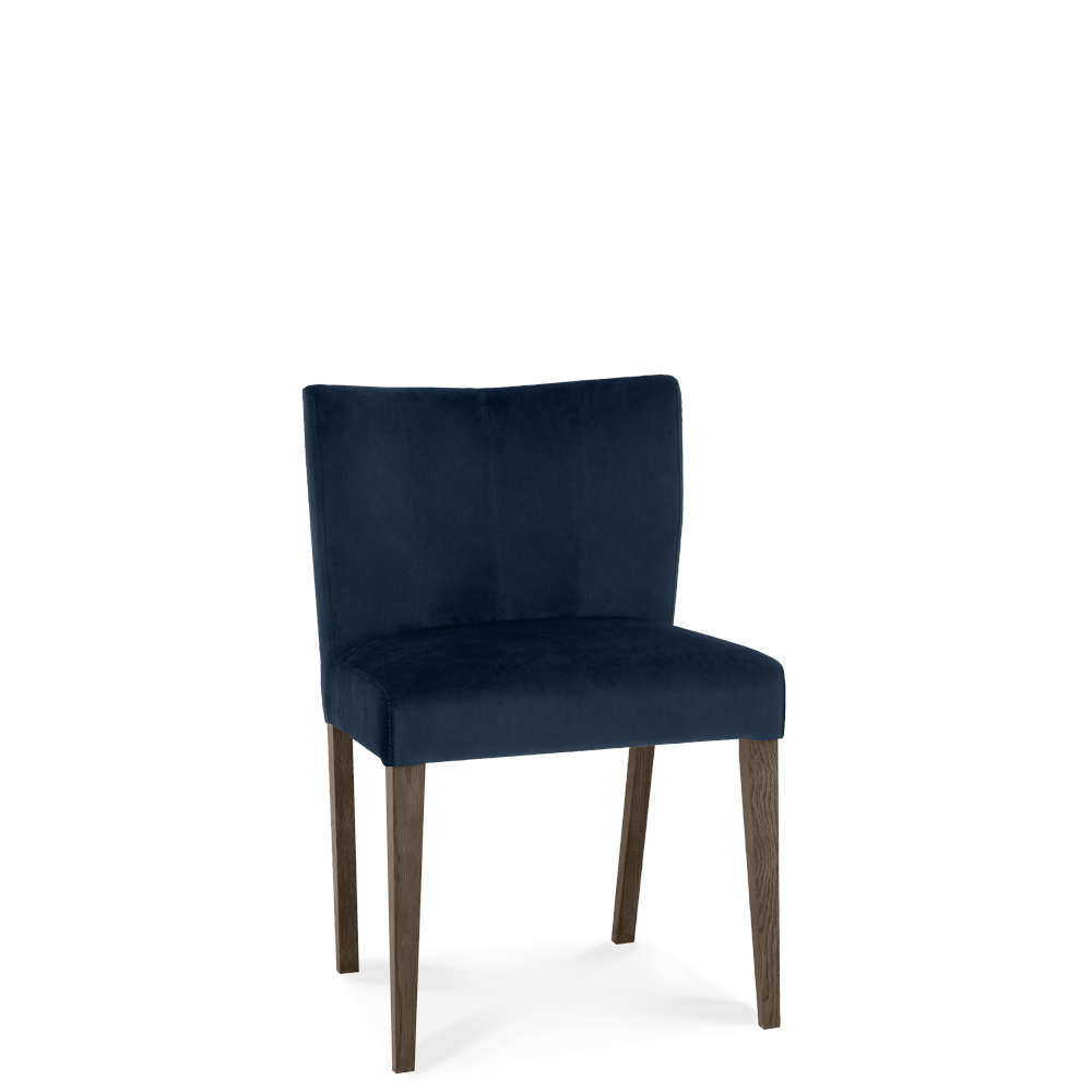 Charley Low Back Upholstered Chair Dark Blue Velvet Fabric (Pair)