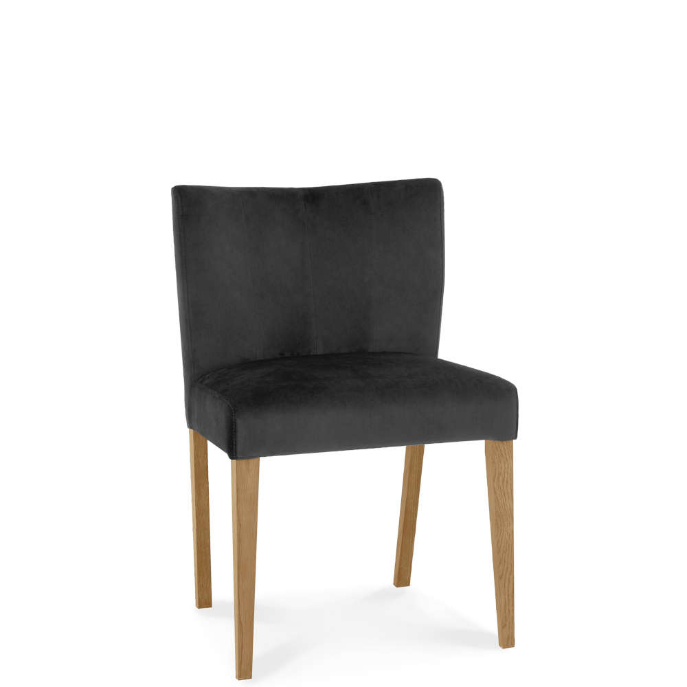 Charlotte Low Back Upholstered Chair Gun Metal Velvet Fabric (Pair)