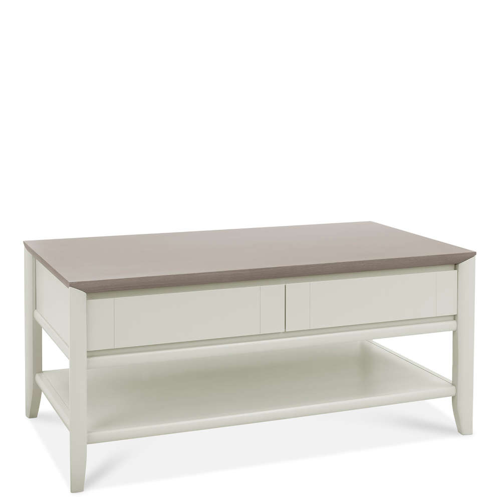 Bergen Grey Washed Oak And Soft Grey Coffee Table With Drawer