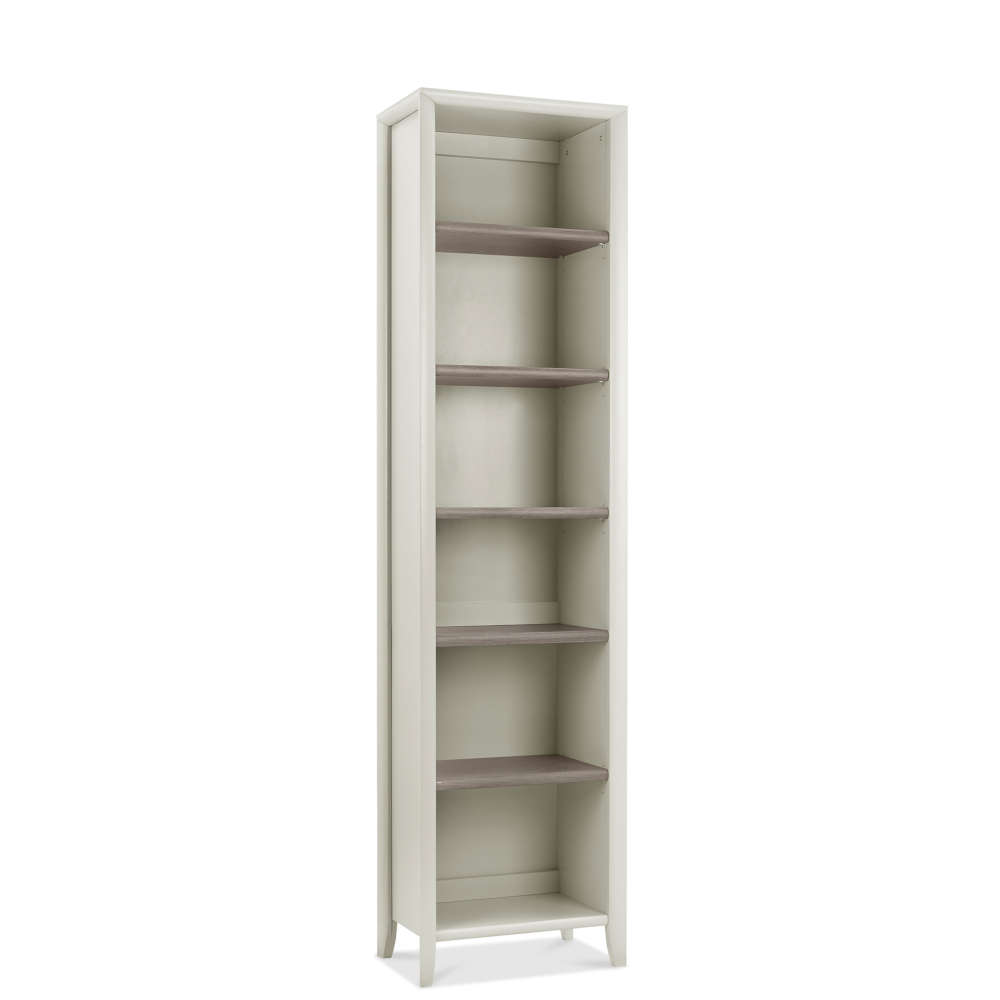 Bergen Grey Washed Oak And Soft Grey Narrow Bookcase