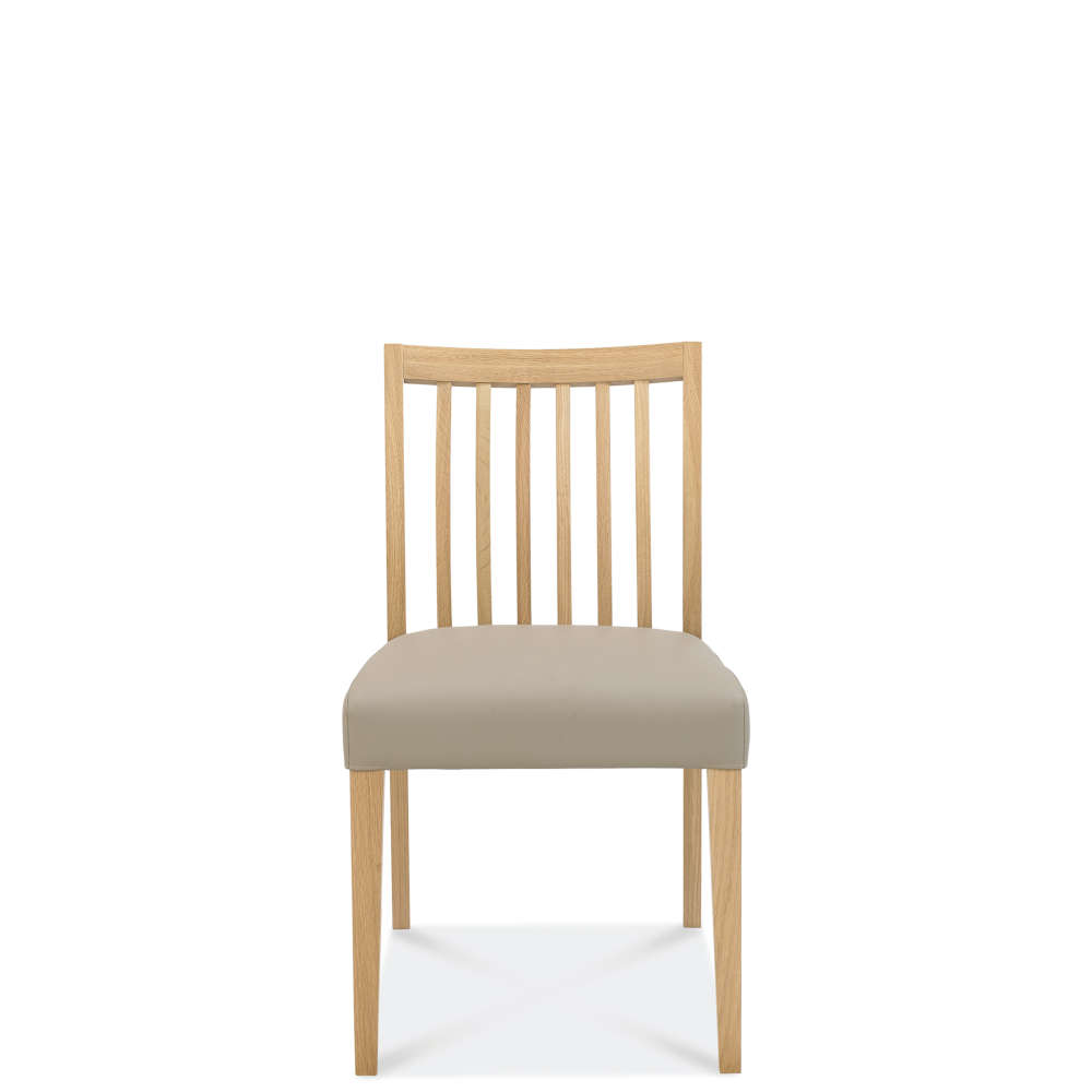 Beryl Oak Low Slat Back Chair Grey Bonded Leather (Pair)
