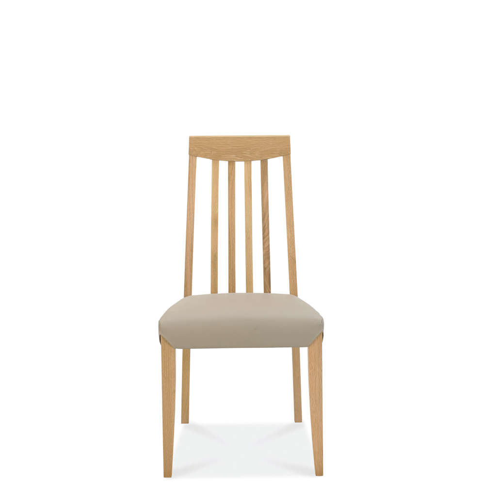 Beryl Oak Slat Back Chair Grey Bonded Leather (Pair)