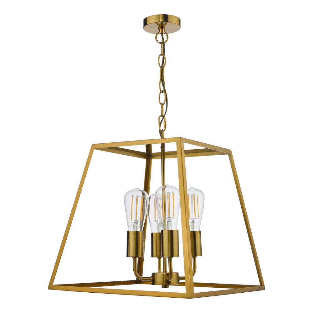 där Academy 4 Light Lantern Natural Brass