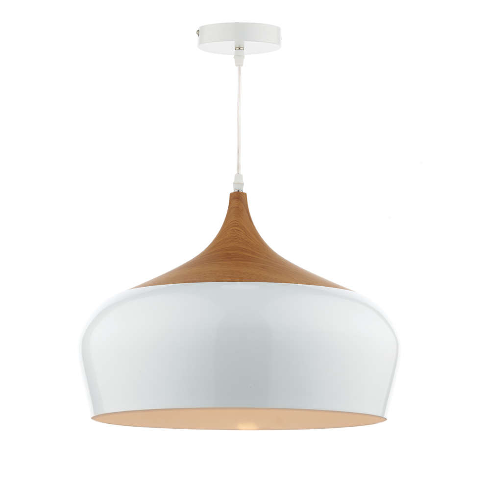 där Gaucho Pendant Gloss White With Wood Large