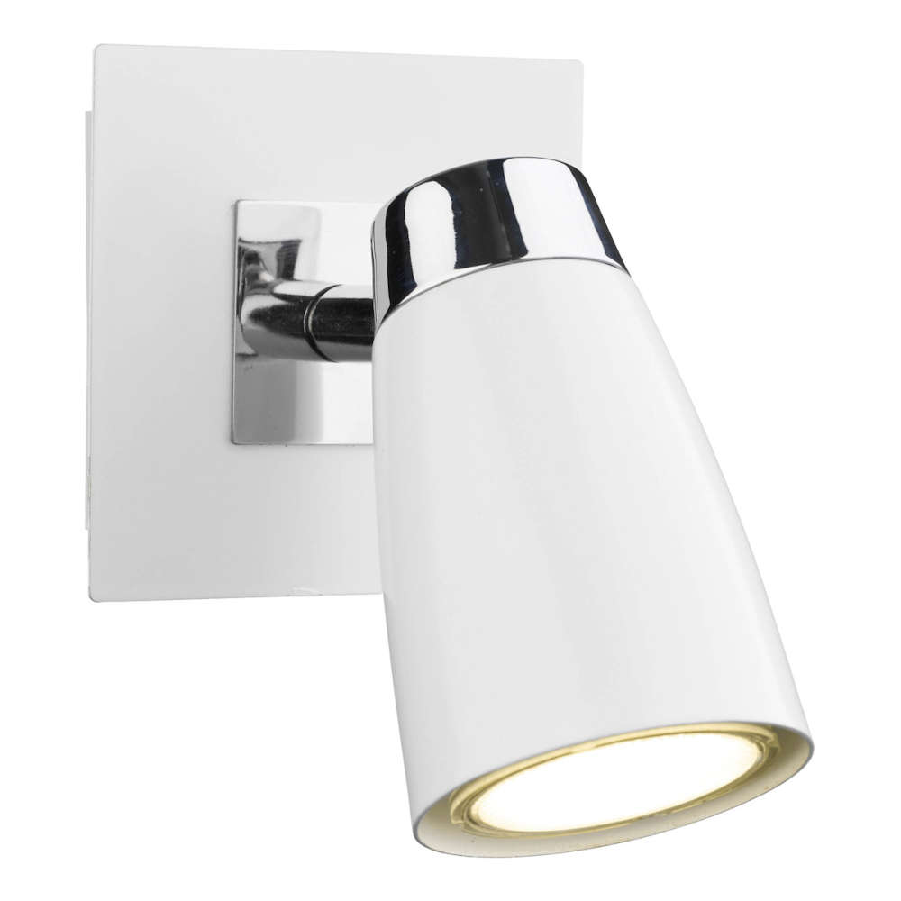 där Loft Single Wall Spotlight Matt White Polished Chrome