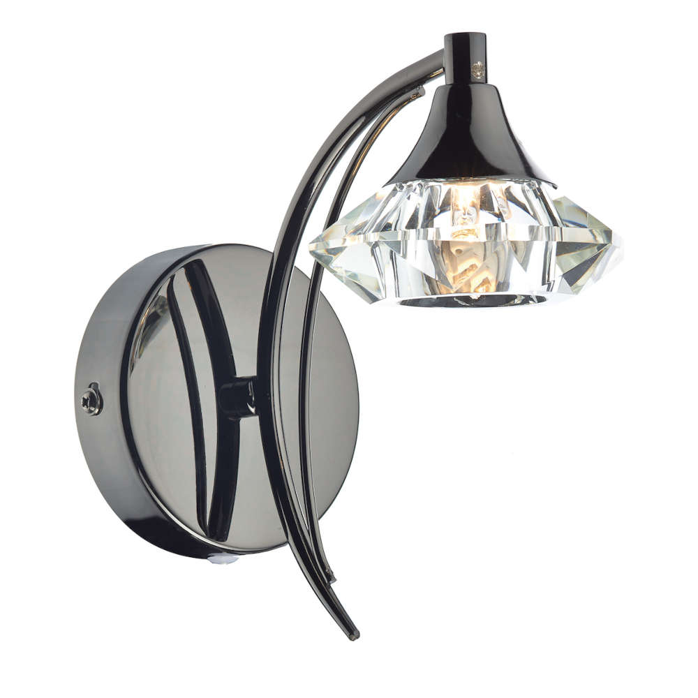 där Luther Wall Light Black Chrome Crystal
