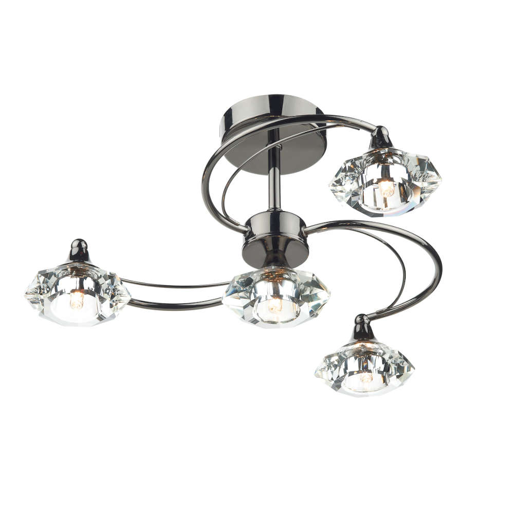 där Luther 4 Light Semi Flush Black Chrome Crystal