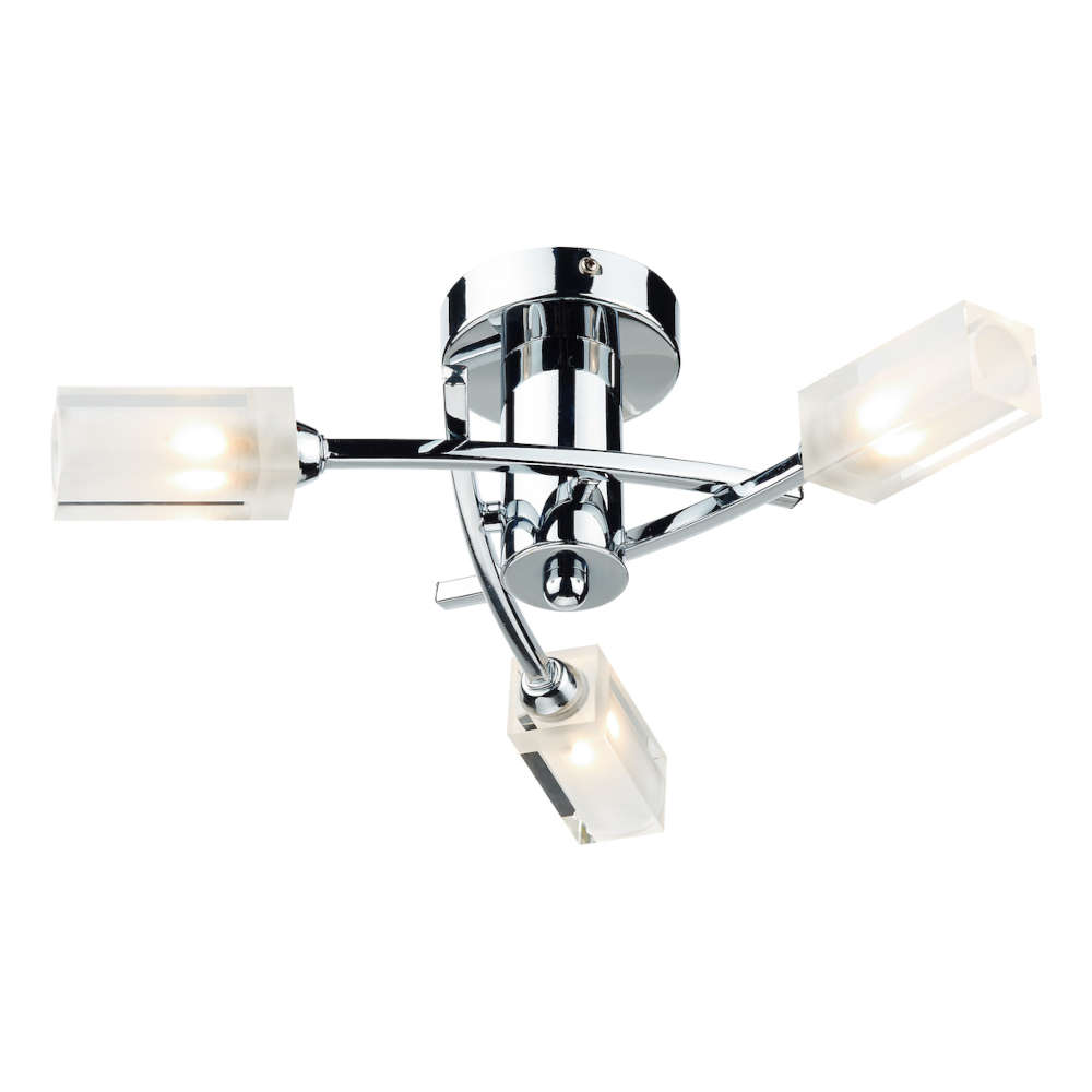 där Morgan 3 Light Semi Flush Polished Chrome Glass