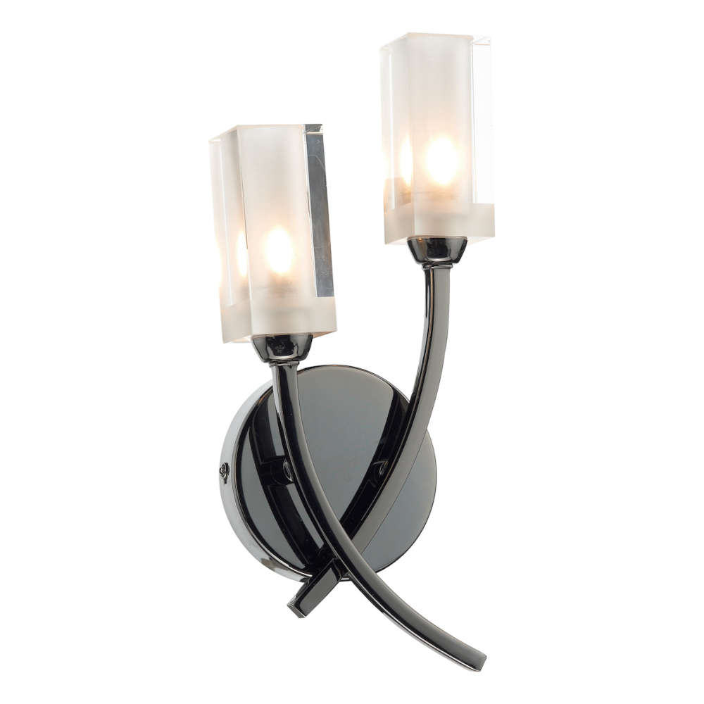 där Morgan 2 Light Wall Light Black Chrome Glass