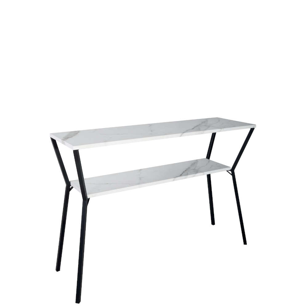 där Exton Console Table White Marble With 2 Shelves