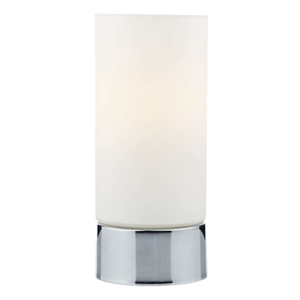 där Jot Touch Table Lamp Polished Chrome With Opal Glass Column