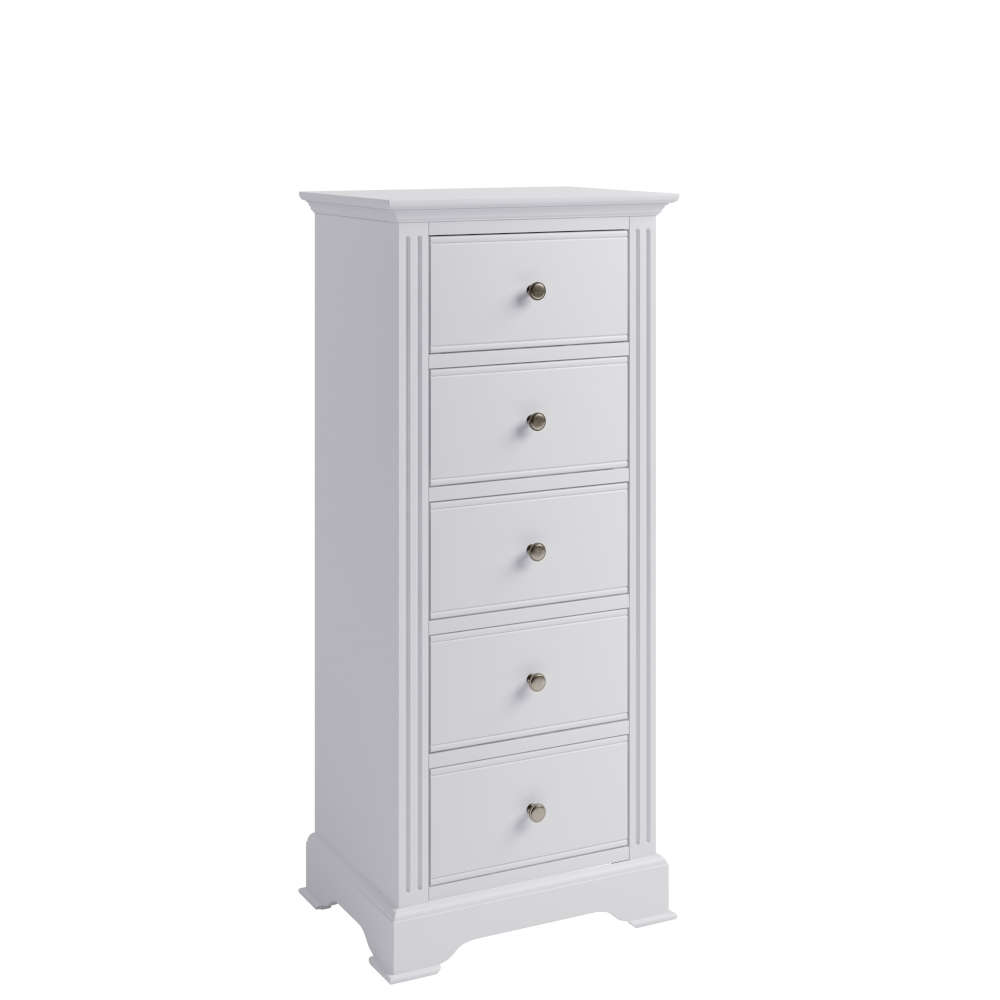 Bewdley White 5 Drawer Narrow Chest Of Drawers