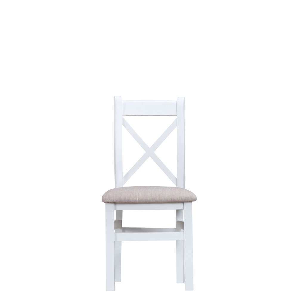 Tutnall Dining White Cross Back Chair Fabric