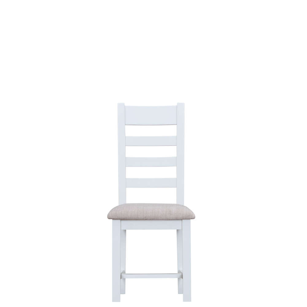 Tutnall Dining White Ladder Back Chair Fabric