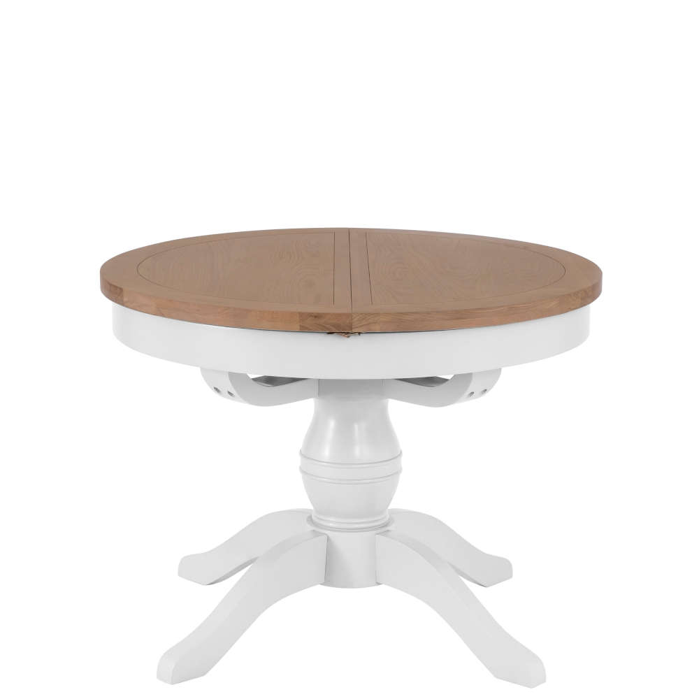 Tutnall Dining White Round Butterfly Extending Table