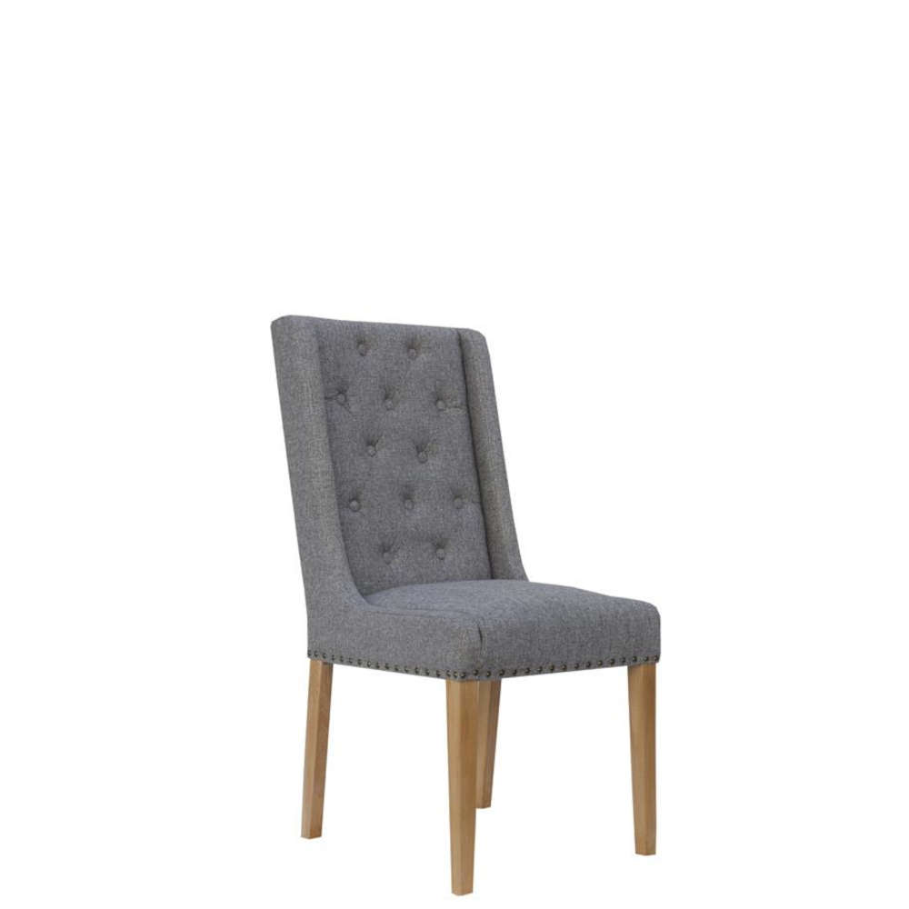Doverdale Button and Studded Dining Chair - Light Grey