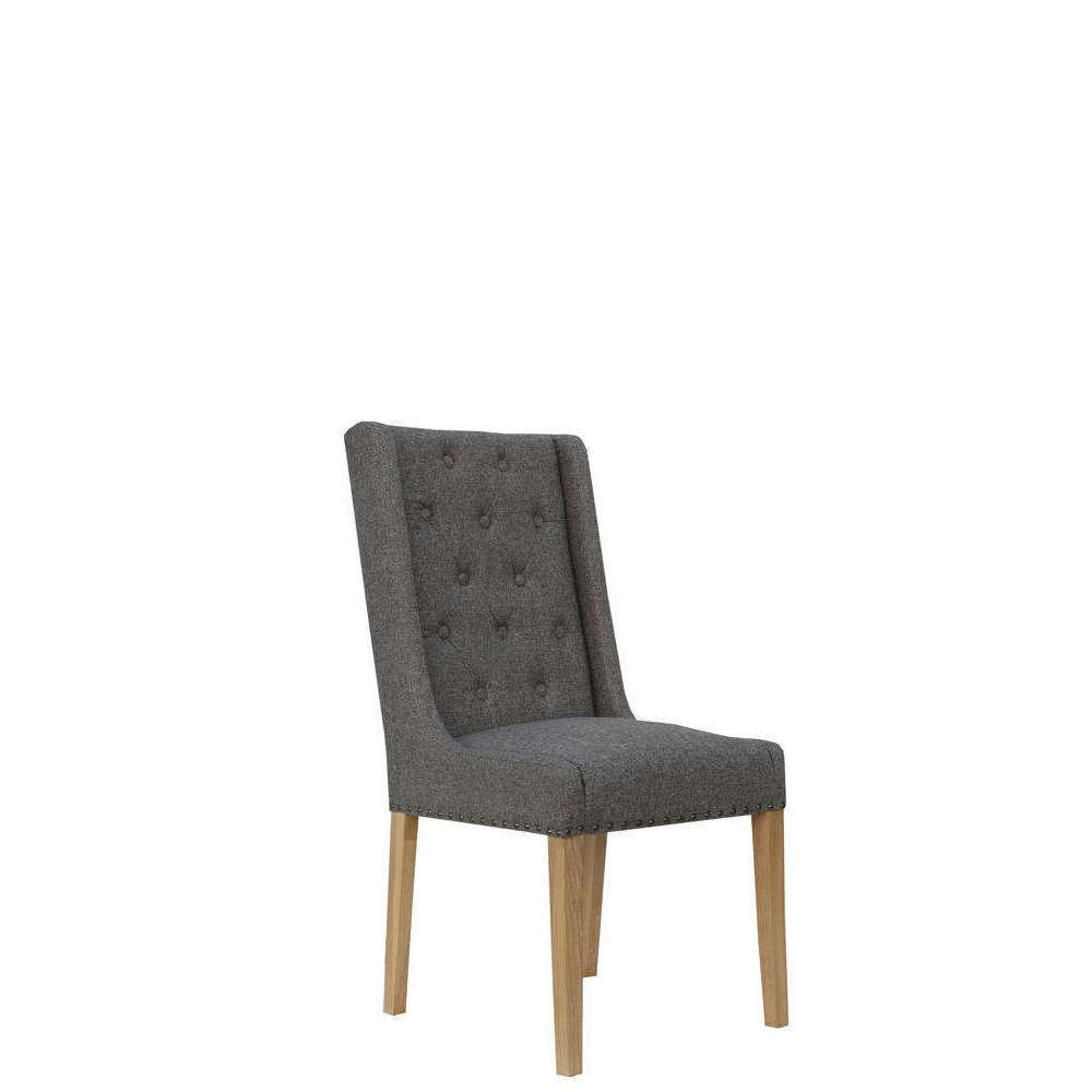 Doverdale Button and Studded Dining Chair - Dark Grey