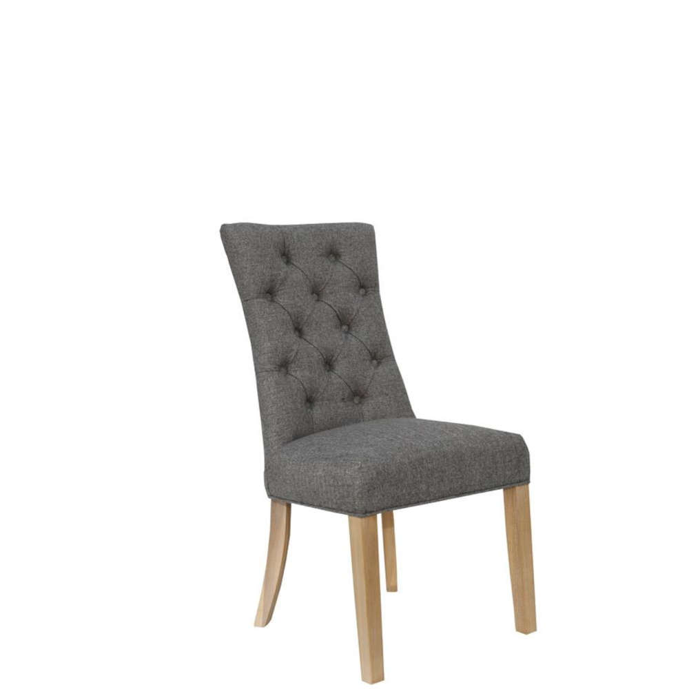 Doverdale Curved Button Back Chair - Dark Grey