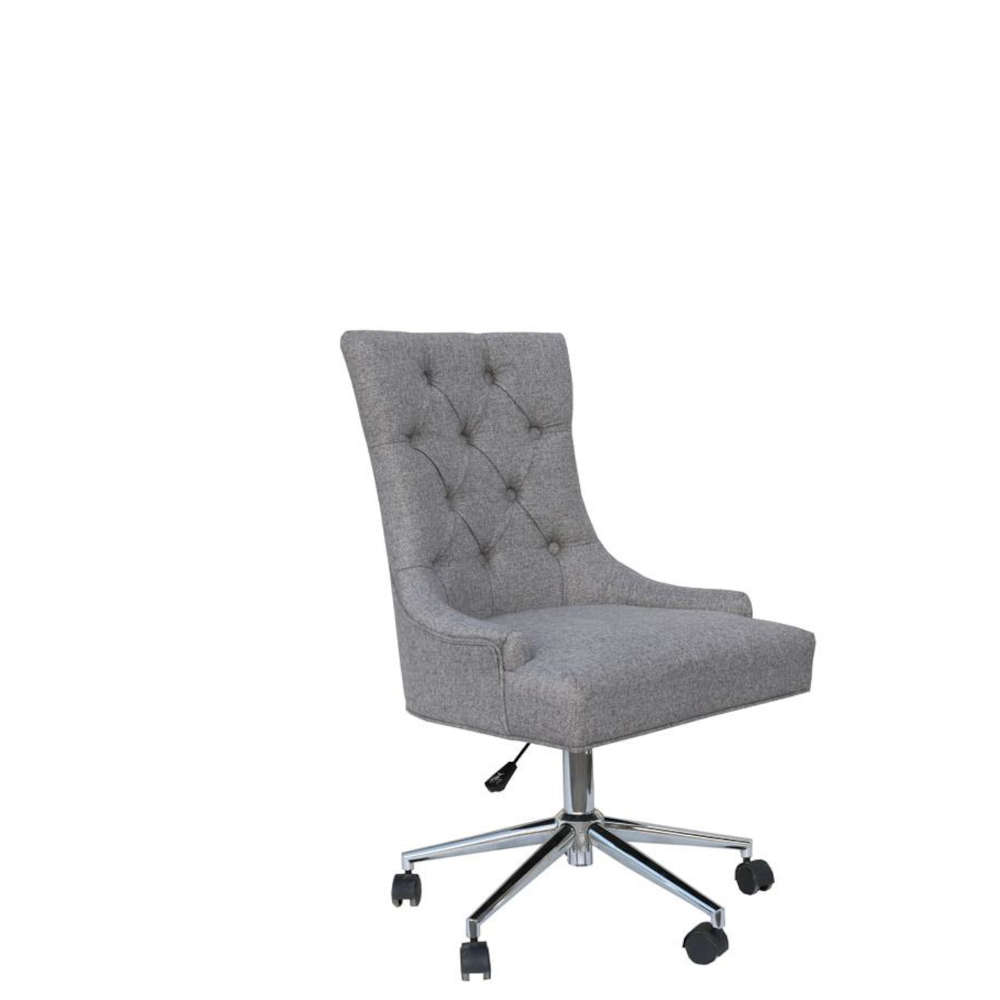 Office Chair With Curved Button Back - Light Grey