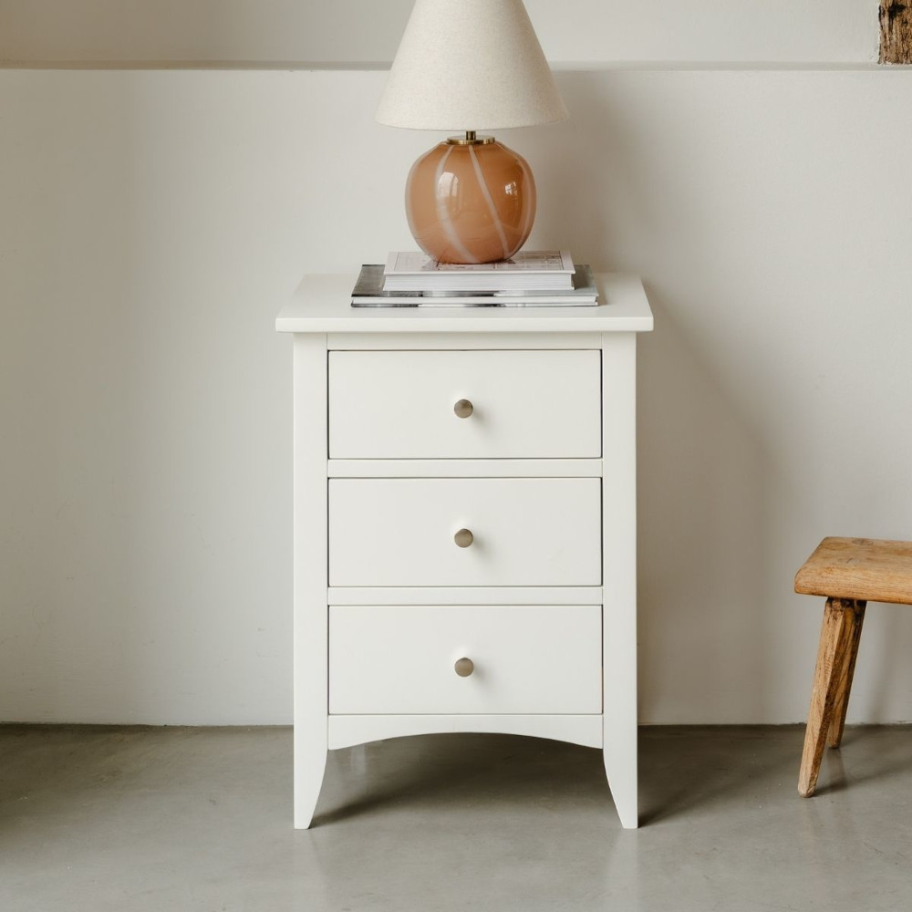 Embleton White 3 Drawer Bedside Cabinet