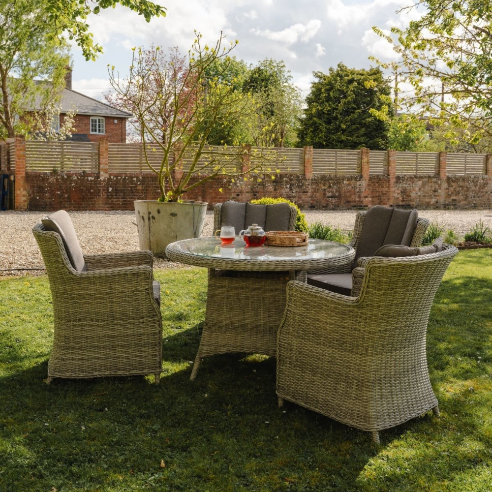 Exbury 4 Seat Grey Rattan Dining Set