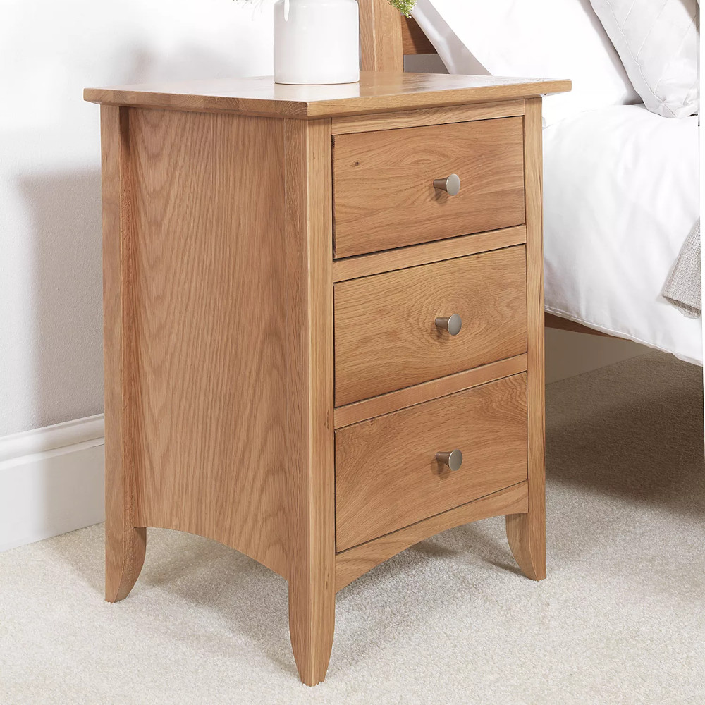 Embleton Oak 3 Drawer Bedside Cabinet