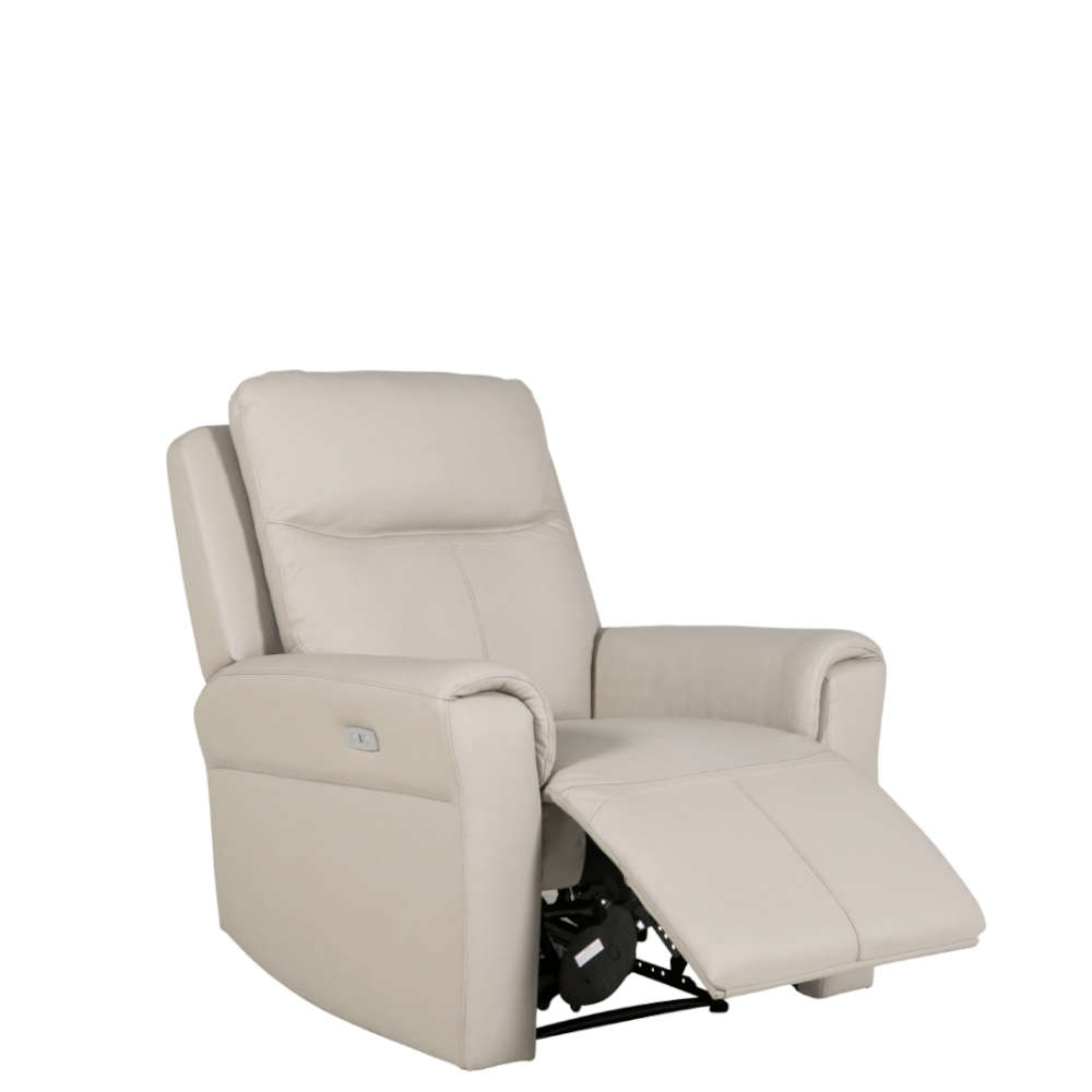 Russo Leather Electric Recliner Chair - Stone