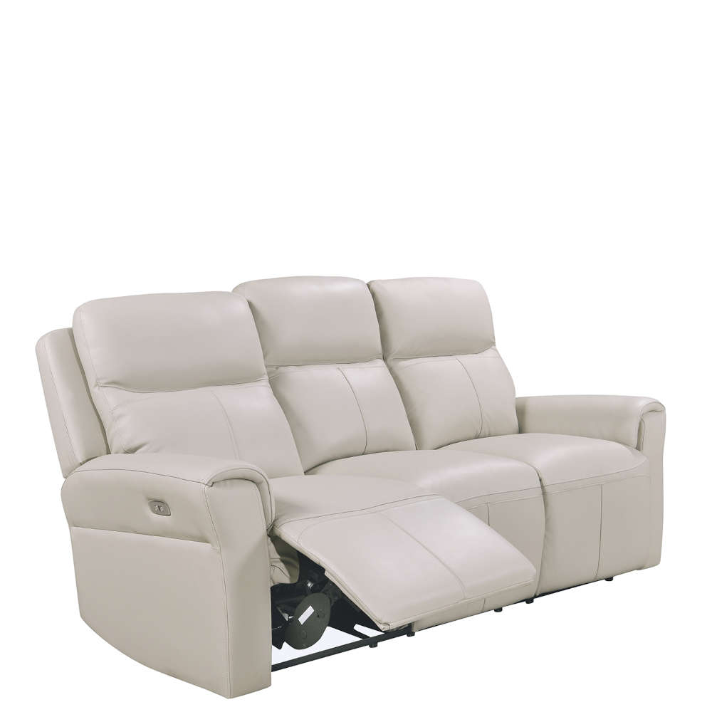 Russo Leather 3 Seater Electric Recliner Sofa - Stone