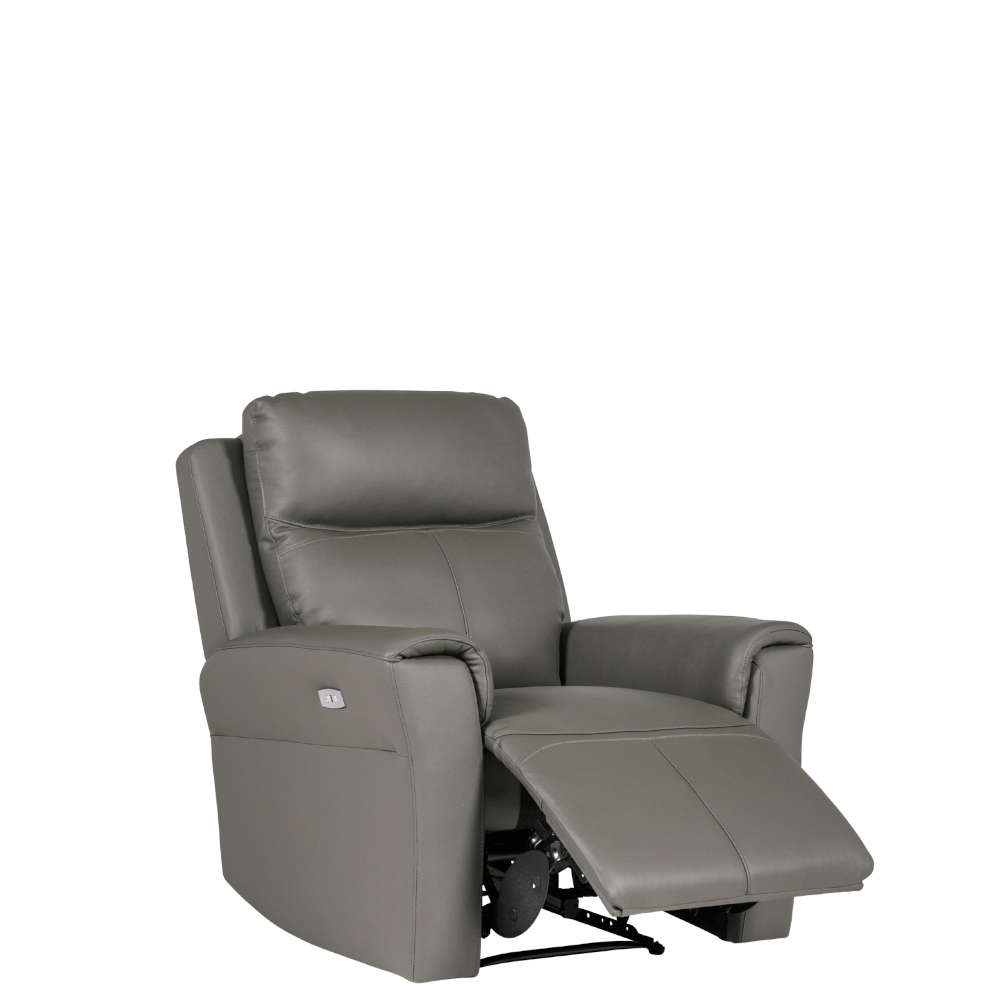 Russo Leather Electric Recliner Chair - Ash