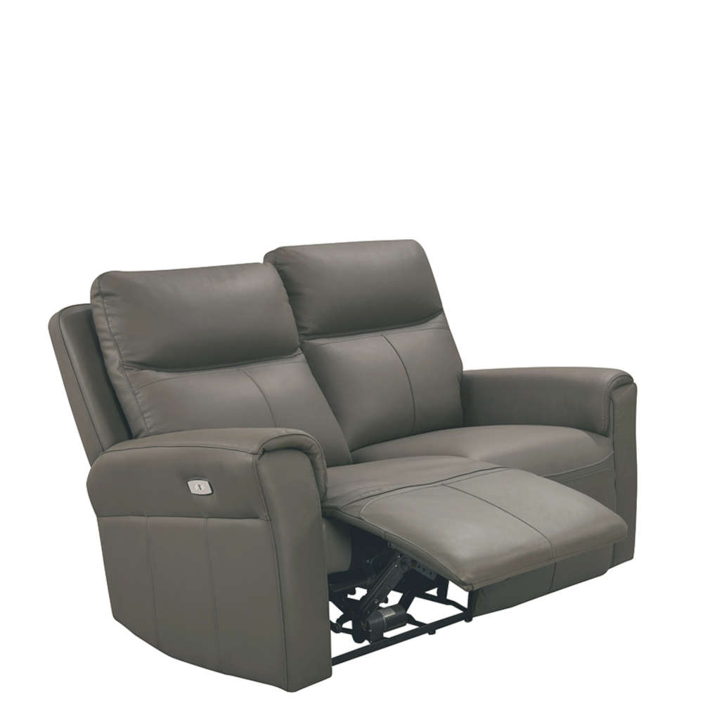 Russo Leather 2 Seater Electric Recliner Sofa - Ash