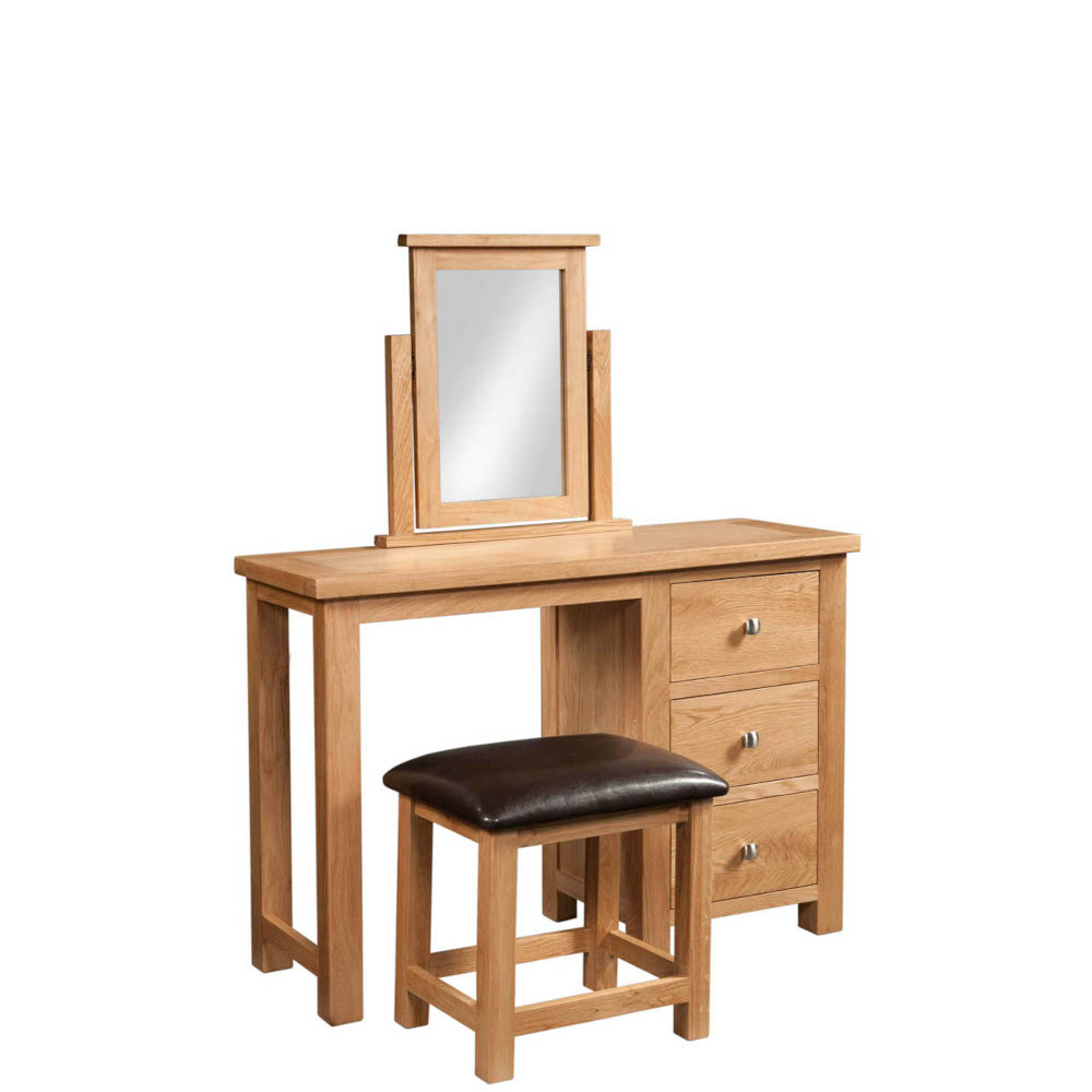 Didcot Oak Single Pedestal Dressing Table And Stool