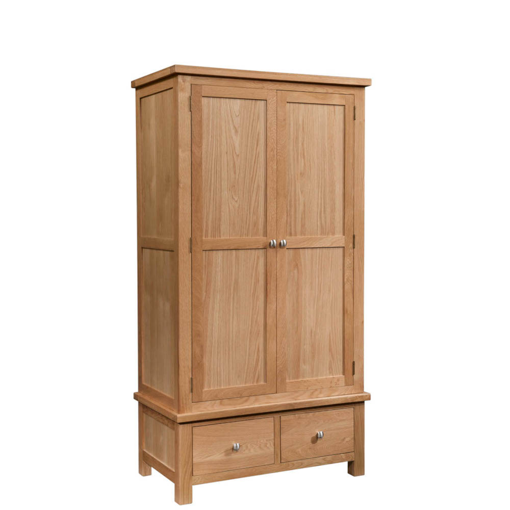 Didcot Oak Gents Wardrobe With 2 Drawers