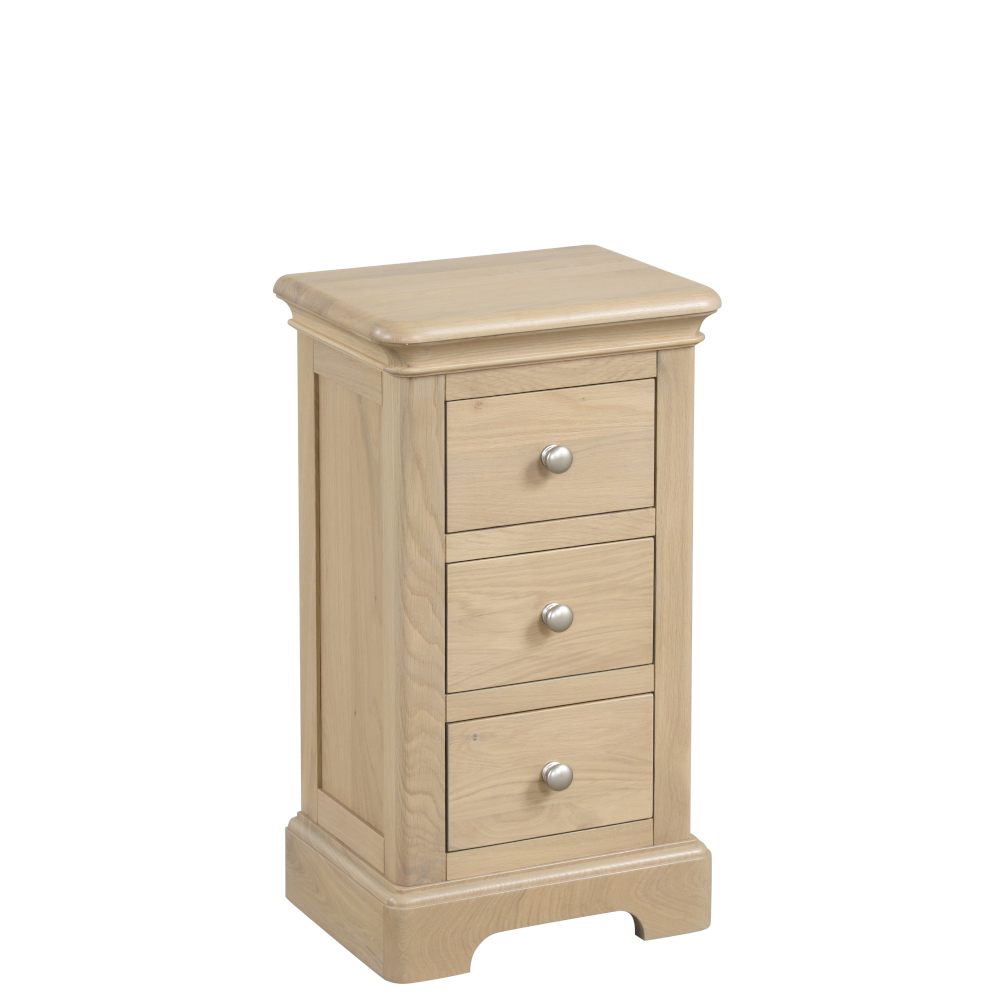 Loxley Oak 3 Drawer Compact Bedside Cabinet