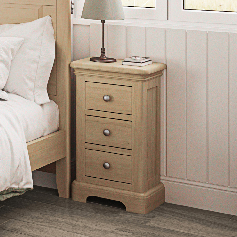 Loxley Oak 3 Drawer Bedside Cabinet