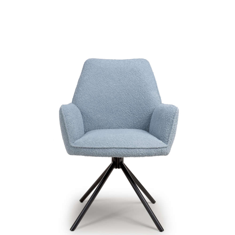 Uno Dining Chair Light Blue Boucle (Pair)