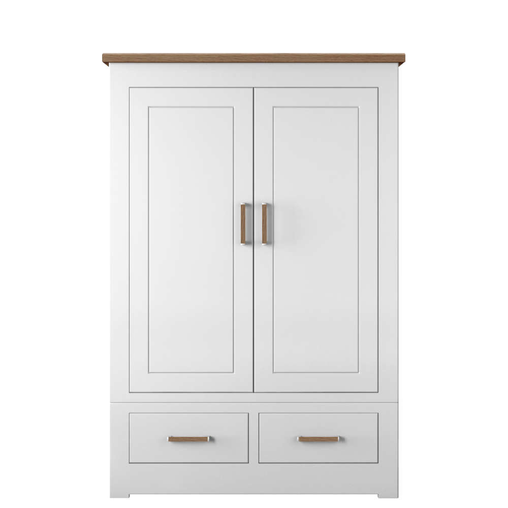 Modo Bedroom Oak Top Large Wardrobe With 2 Drawers