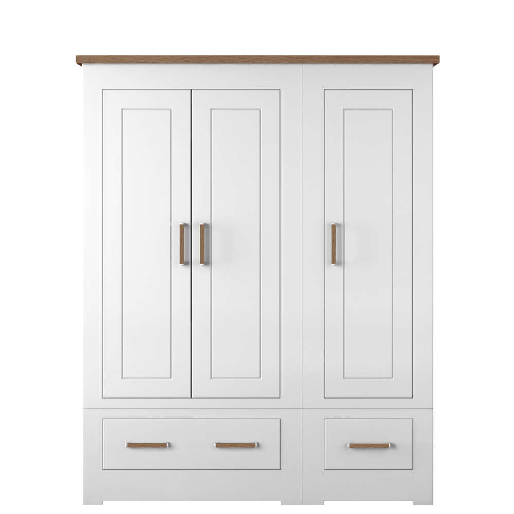 Modo Bedroom Oak Top Small 2 Drawer Triple Wardrobe