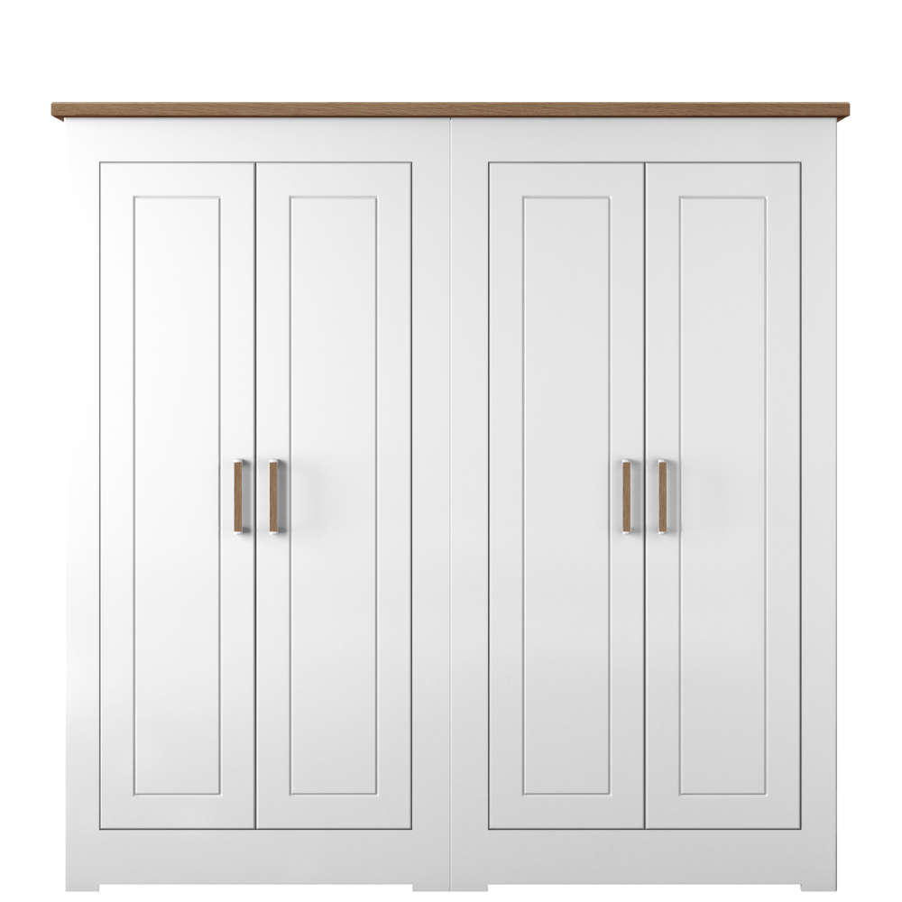 Modo Bedroom Oak Top Small All Hanging 4 Door Wardrobe