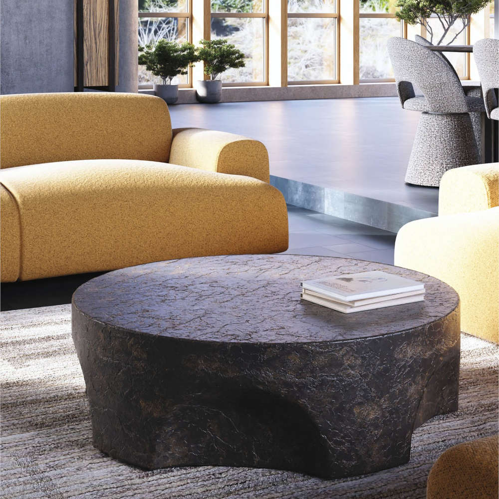 Abigail Ahern Pinch Round Coffee Table With Brown Slate Finish