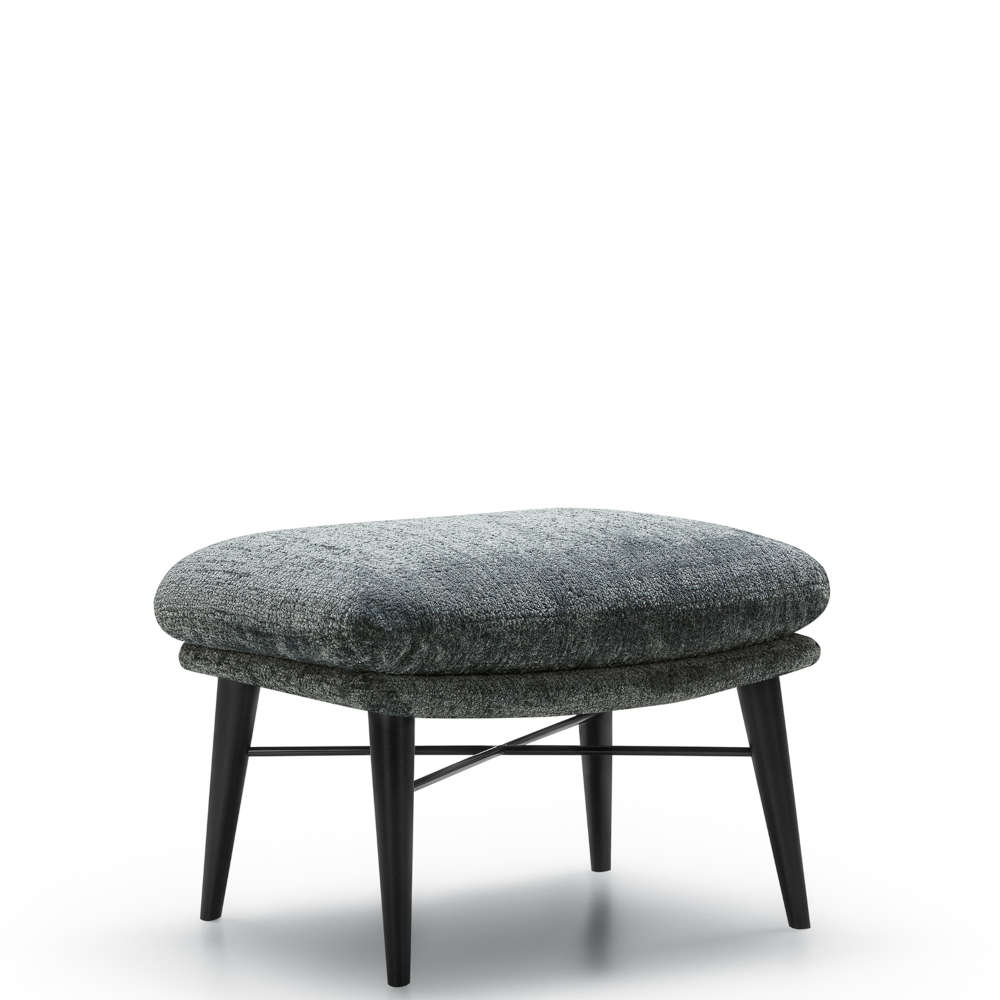 Amy Fabric Footstool With Wooden Legs