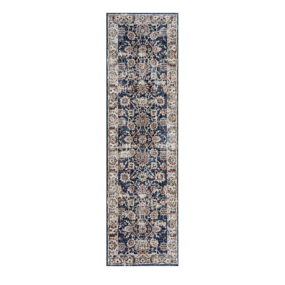 Alhambra Traditional Distressed Floral Blue Runner