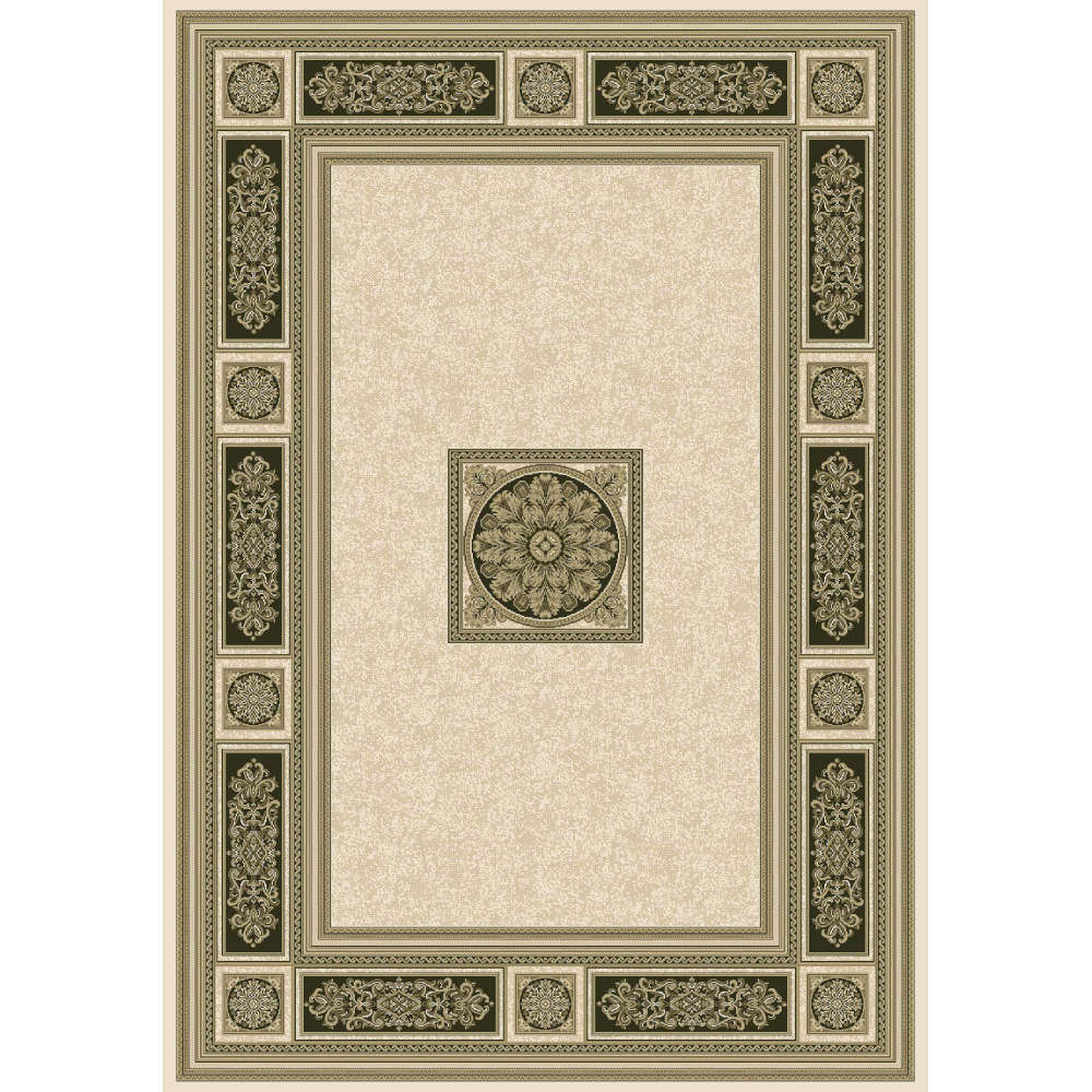 Da Vinci Traditional Art Deco Style Light Beige / Black Rug