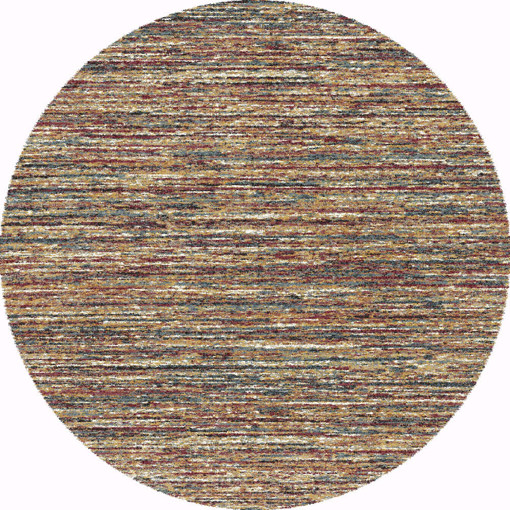 Mehari Circular Terracotta Rug With Modern Abstract Stripe