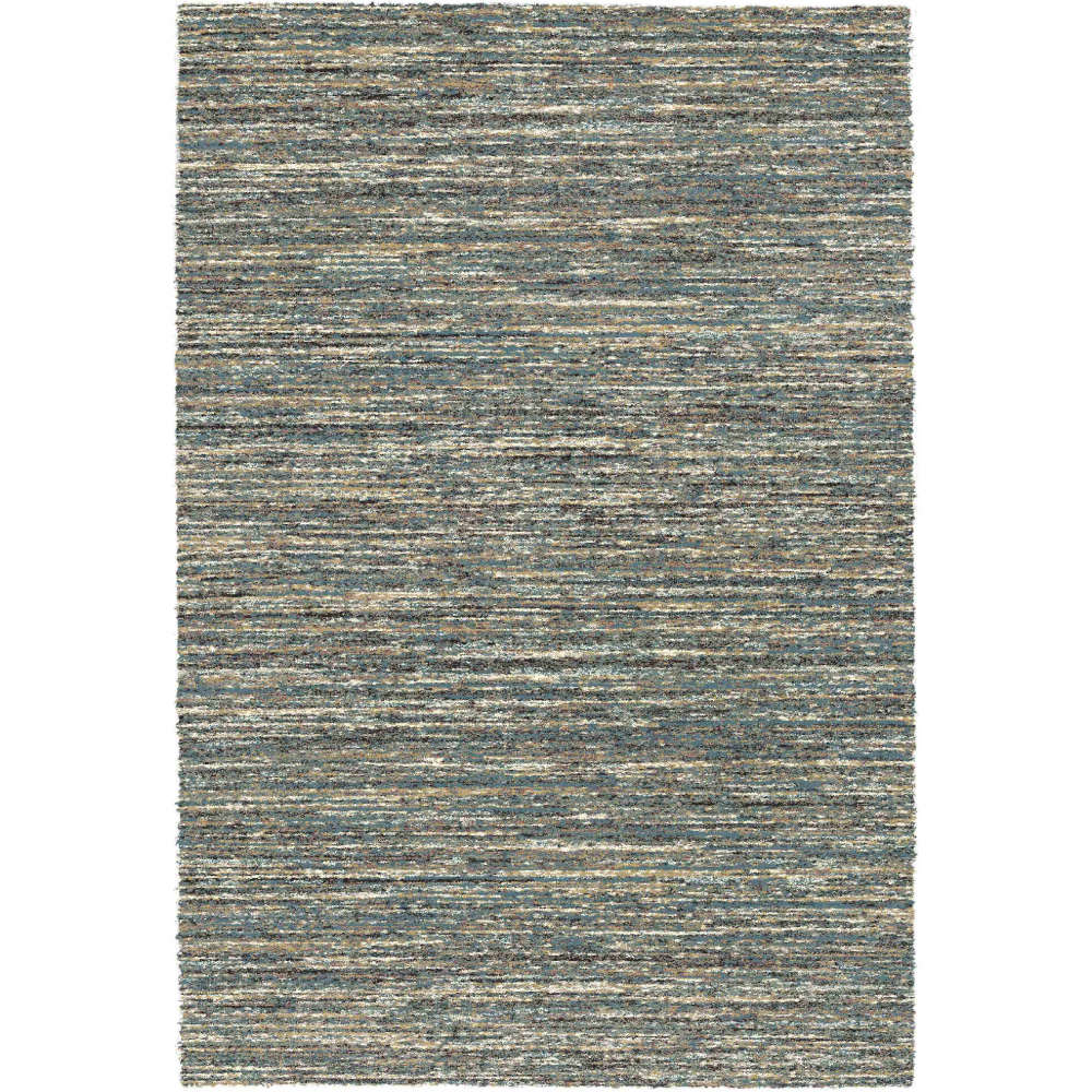 Mehari Rectangular Blue Rug With Modern Abstract Stripe