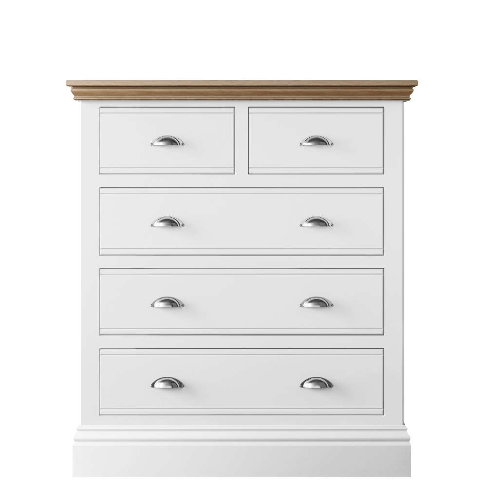 New England Bedroom Oak Top 2 + 3 Drawer Chest