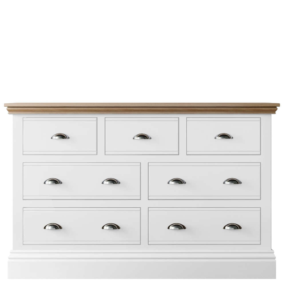 New England Bedroom Oak Top 4 + 3 Drawer Chest