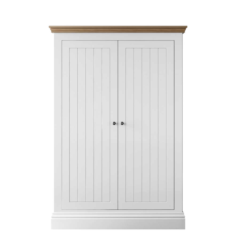 New England Bedroom Oak Top 2 Door Large All Hanging Wardrobe